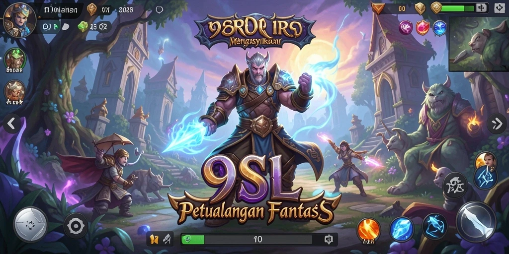 Screenshot gameplay 9SL menampilkan pertarungan epik dalam dunia RPG.