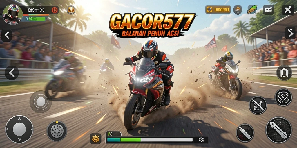 Gameplay GACOR577 yang memukau dengan aksi balapan motor.
