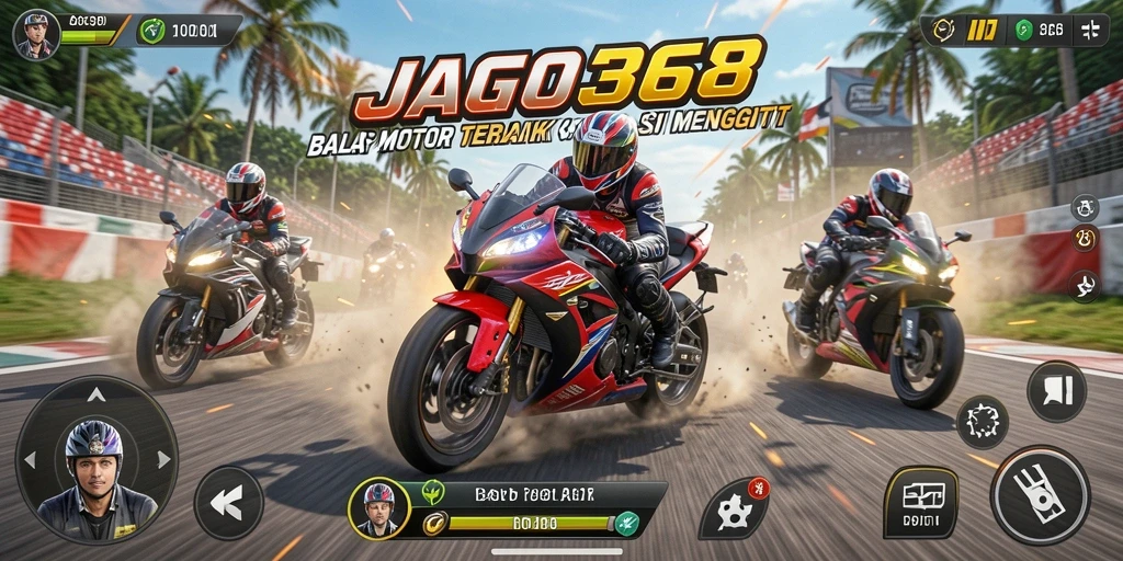 Tampilan gameplay balap motor yang mendebarkan dalam JAGO368.