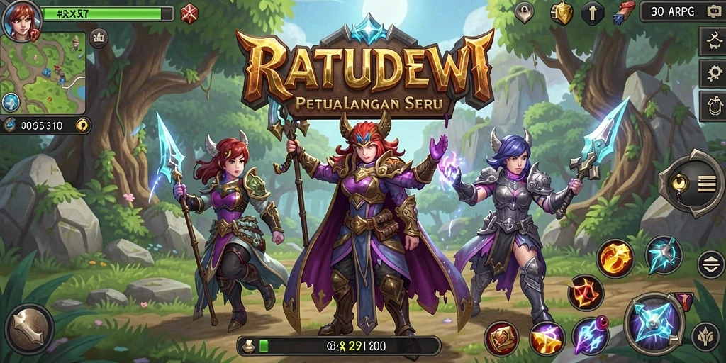 Tangkapan layar gameplay epik dalam RATUDEWI yang penuh aksi.