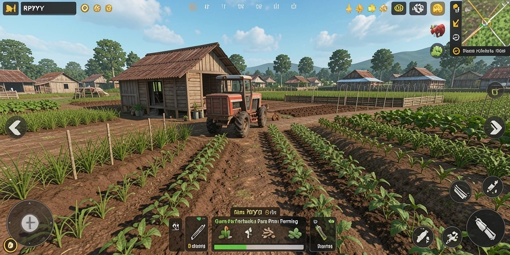 Screenshot gameplay RPYYY dengan aktivitas bertani yang seru.